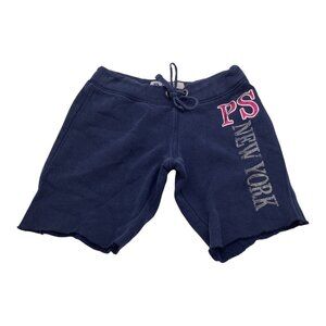 P.S From Aeropostale Sweat Shorts Girls Size 4 Navy Cotton Blend Blue Drawstring